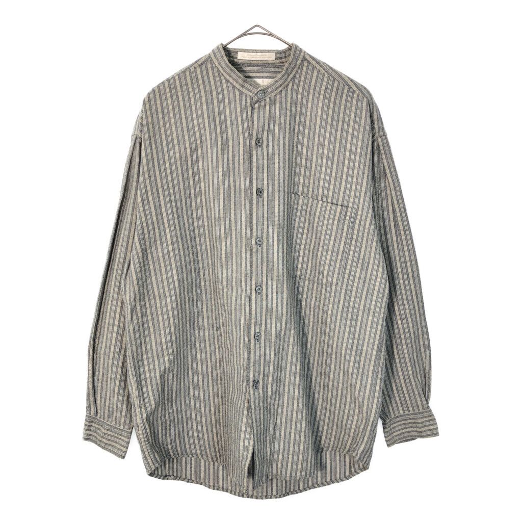 90年代 PERRY ELLIS ペリー エリス ノーカラーシャツ ストライプ