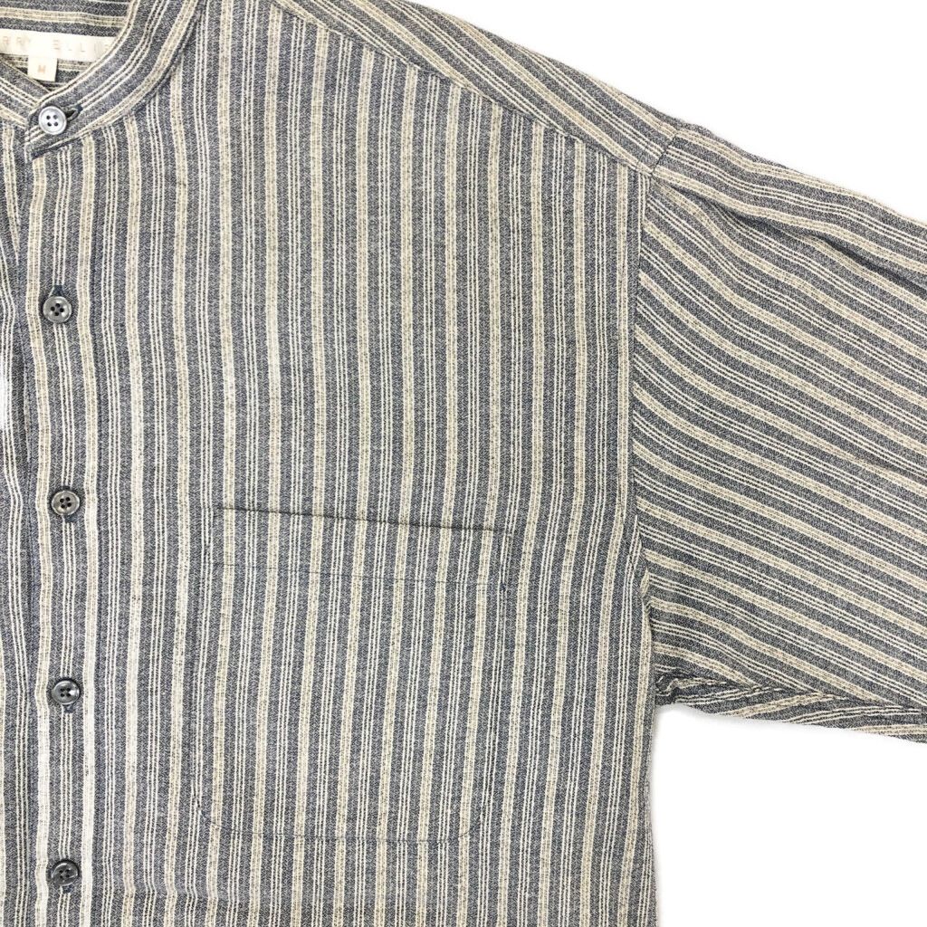90年代 PERRY ELLIS ペリー エリス ノーカラーシャツ ストライプ