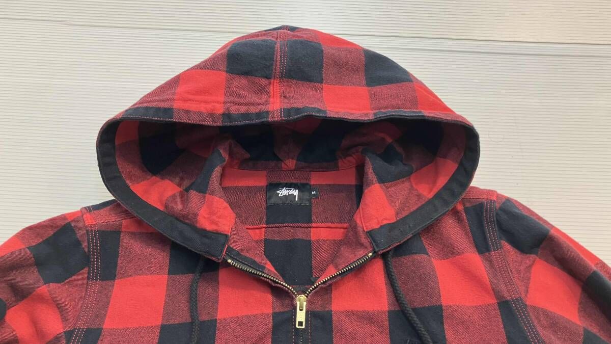 STUSSY ステューシー ジップパーカー バッファローチェック 背面刺繍 