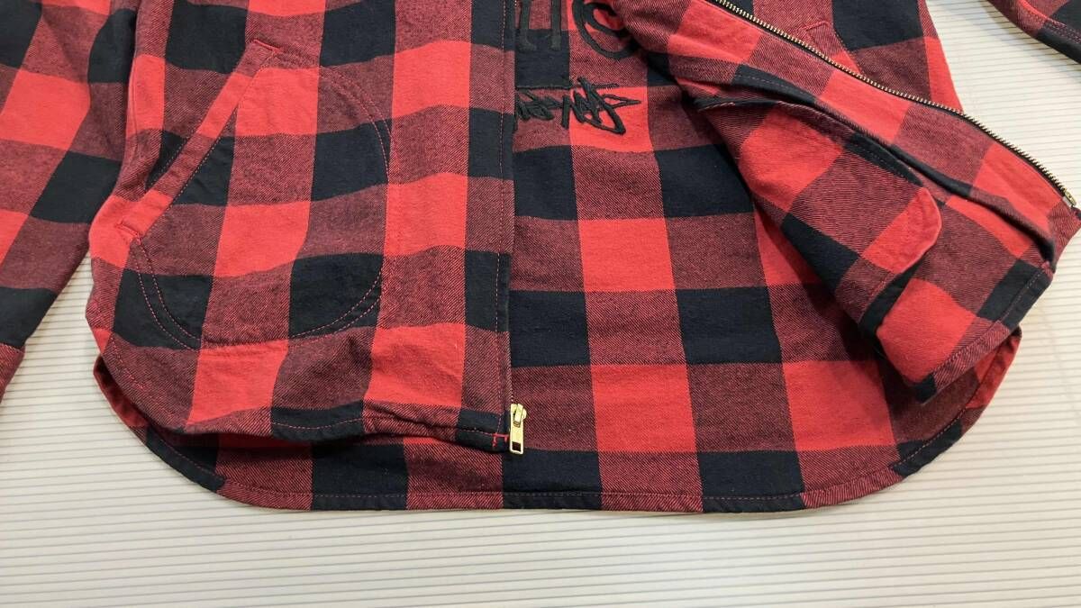 STUSSY ステューシー ジップパーカー バッファローチェック 背面刺繍 
