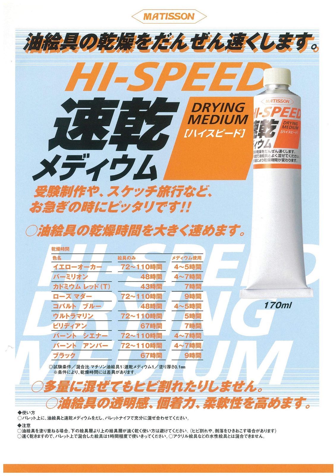 マチソン 速乾メディウム[ハイスピード] 油絵具 MO170943 Color) 170ml