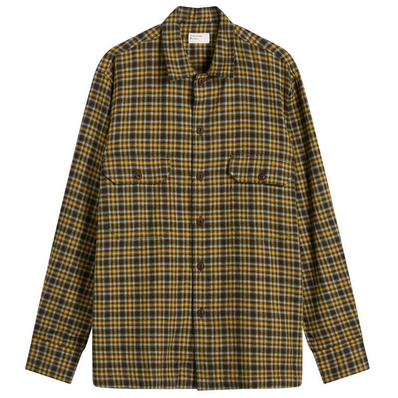 ユニバーサルワークス メンズ トップス シャツ Universal Works Bang Check Utility Overshirt Brown ブラウン