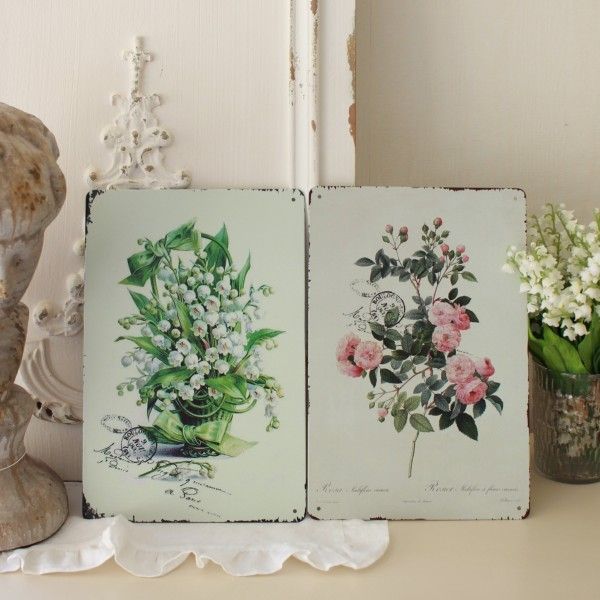 ブリキ サインプレート すずらん スズラン ローズ ミュゲ 薔薇 花