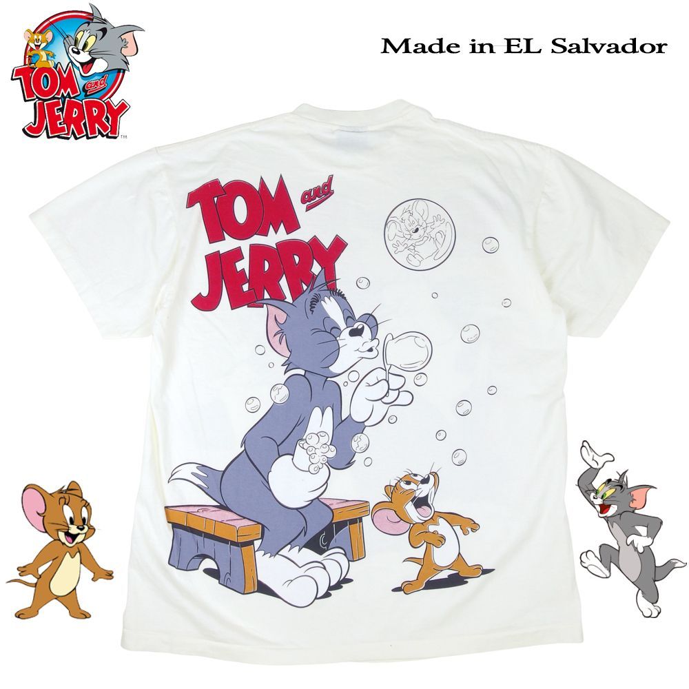 394 TOM AND JERRY トムとジェリー Tシャツ オフホワイト Lサイズ 半袖 
