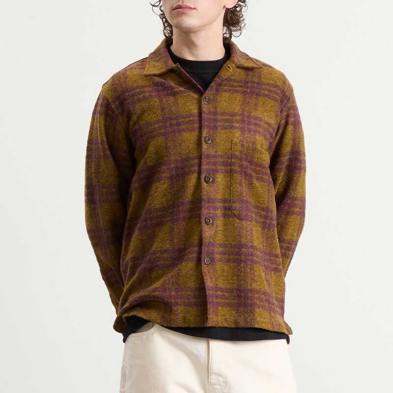 ユニバーサルワークス メンズ トップス シャツ Universal Works Dam Check Fatigue Shirt Gold ゴールド