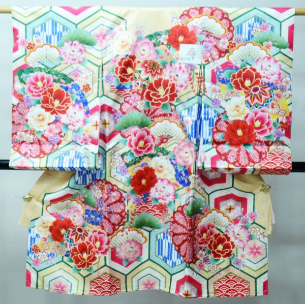 お宮参り 産着 女児 正絹 のしめ 金刺繍 綸子地 祝着 NO31893