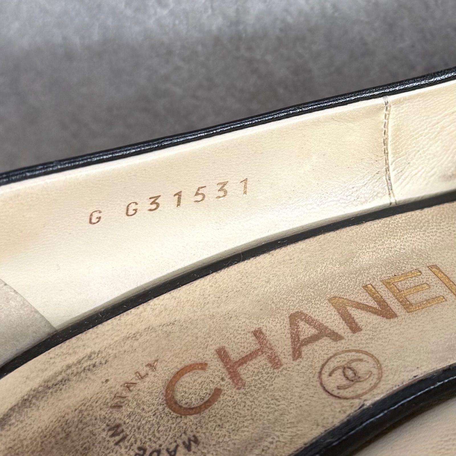 CHANEL シャネル ココマーク チェーンパンプス レザー ブラック 黒 36C