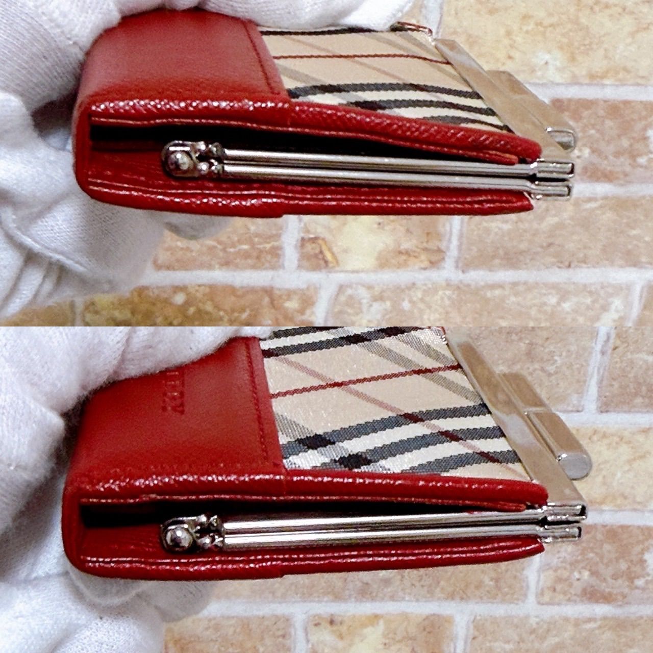 レディース (超美品)Burberry(バーバリー)コインケース チェック柄 がま口