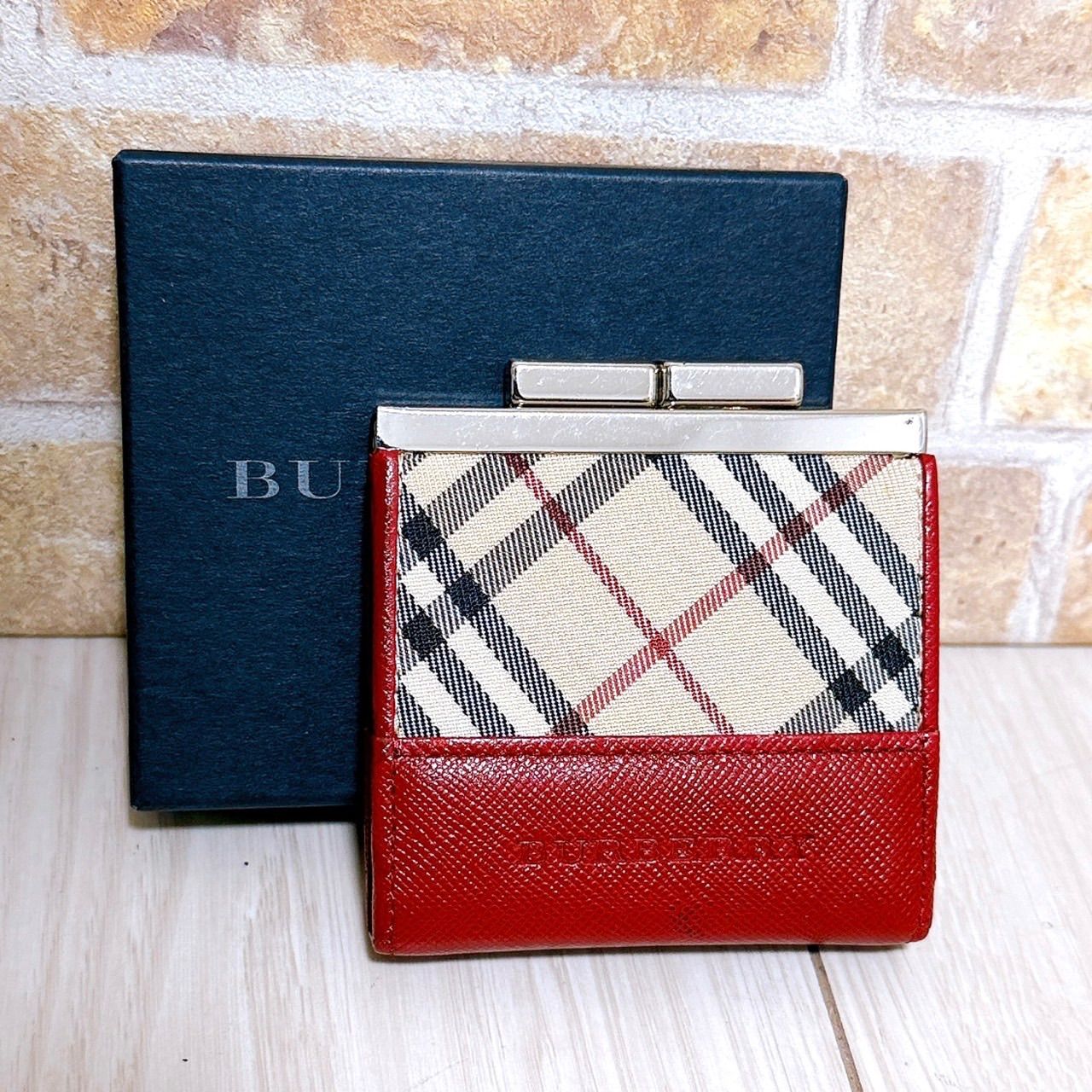 レディース (超美品)Burberry(バーバリー)コインケース チェック柄 がま口