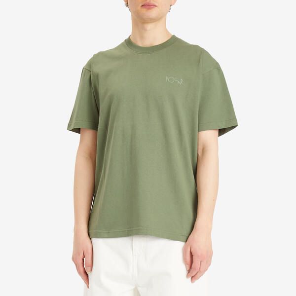 ポーラー スケート カンパニー メンズ トップス Tシャツ コントラスト ロゴ Polar Skate Co Stroke Logo ContrastShirt Moss Green グリーン