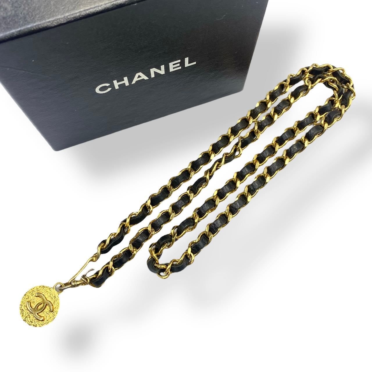 CHANEL シャネル チェーンベルト ココマーク レザーチェーン ゴールド 