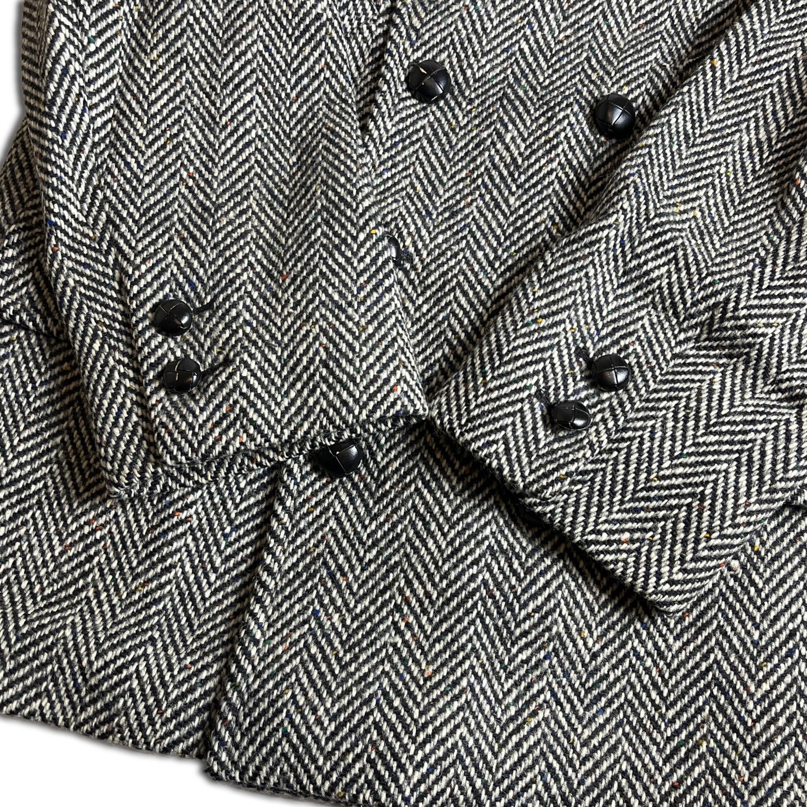 美品】Aquascutum ヘリンボーンツイード ハーフコート カラーネップ