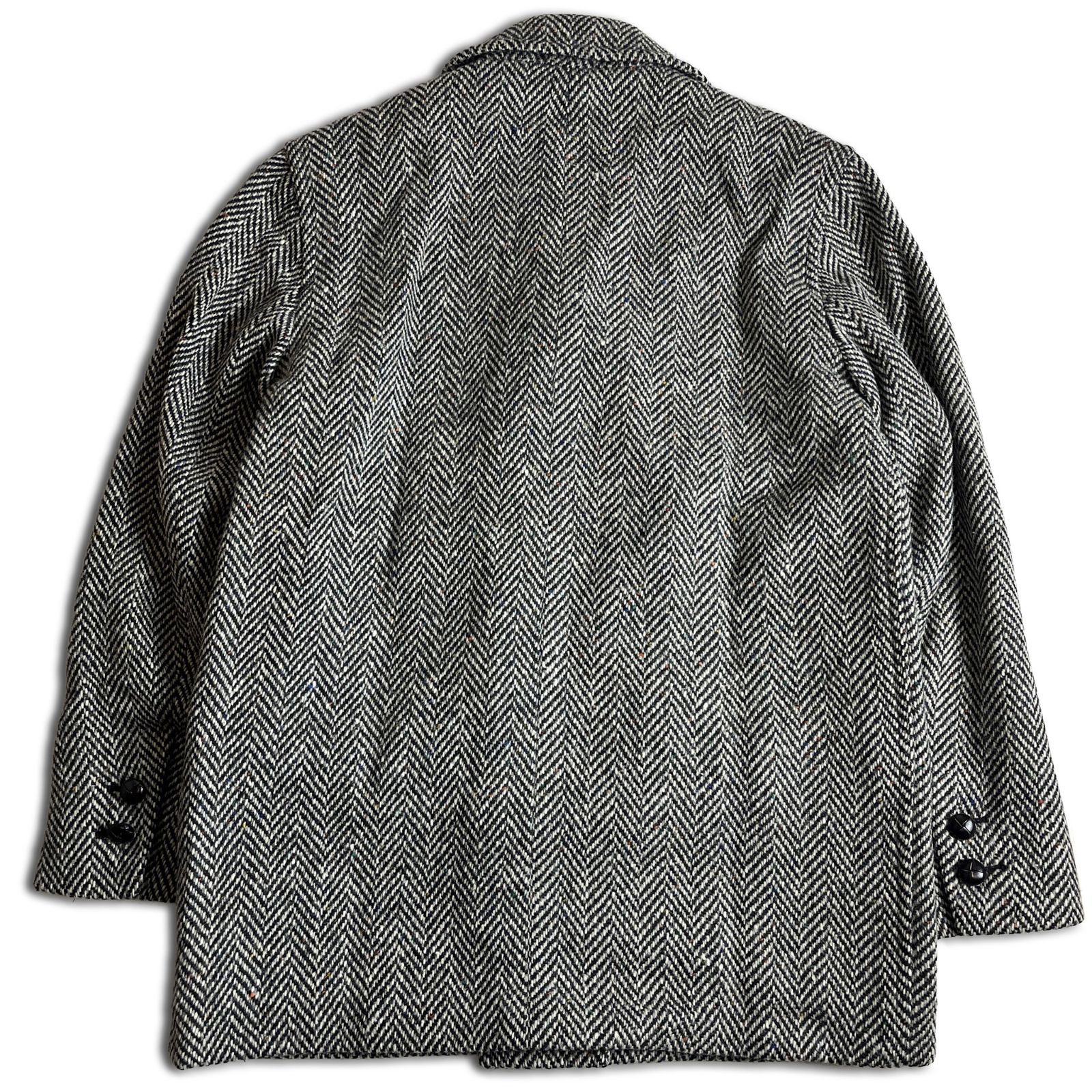 50s60s アクアスキュータム ヘリンボーン ツイードコート　英国製　美品 美品】Aquascutum ヘリンボーンツイード ハーフコート カラーネップ