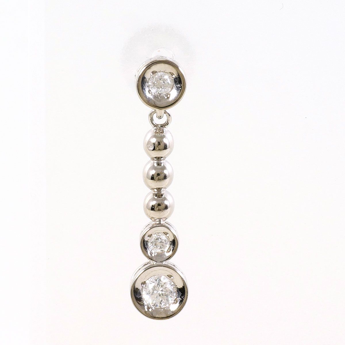 K14WG ピアス(片耳) ダイヤモンド 0.10ct 総重量約0.5g レディース 