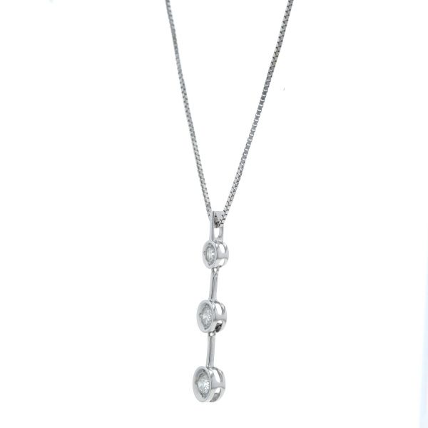 K14WG ホワイトゴールド ネックレス ダイヤモンド 0.30ct 3連 バー 