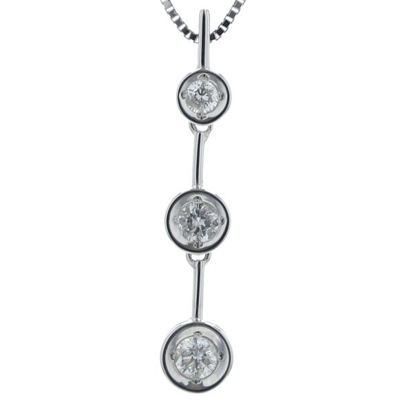 K14WG ホワイトゴールド ネックレス ダイヤモンド 0.30ct 3連 バー 