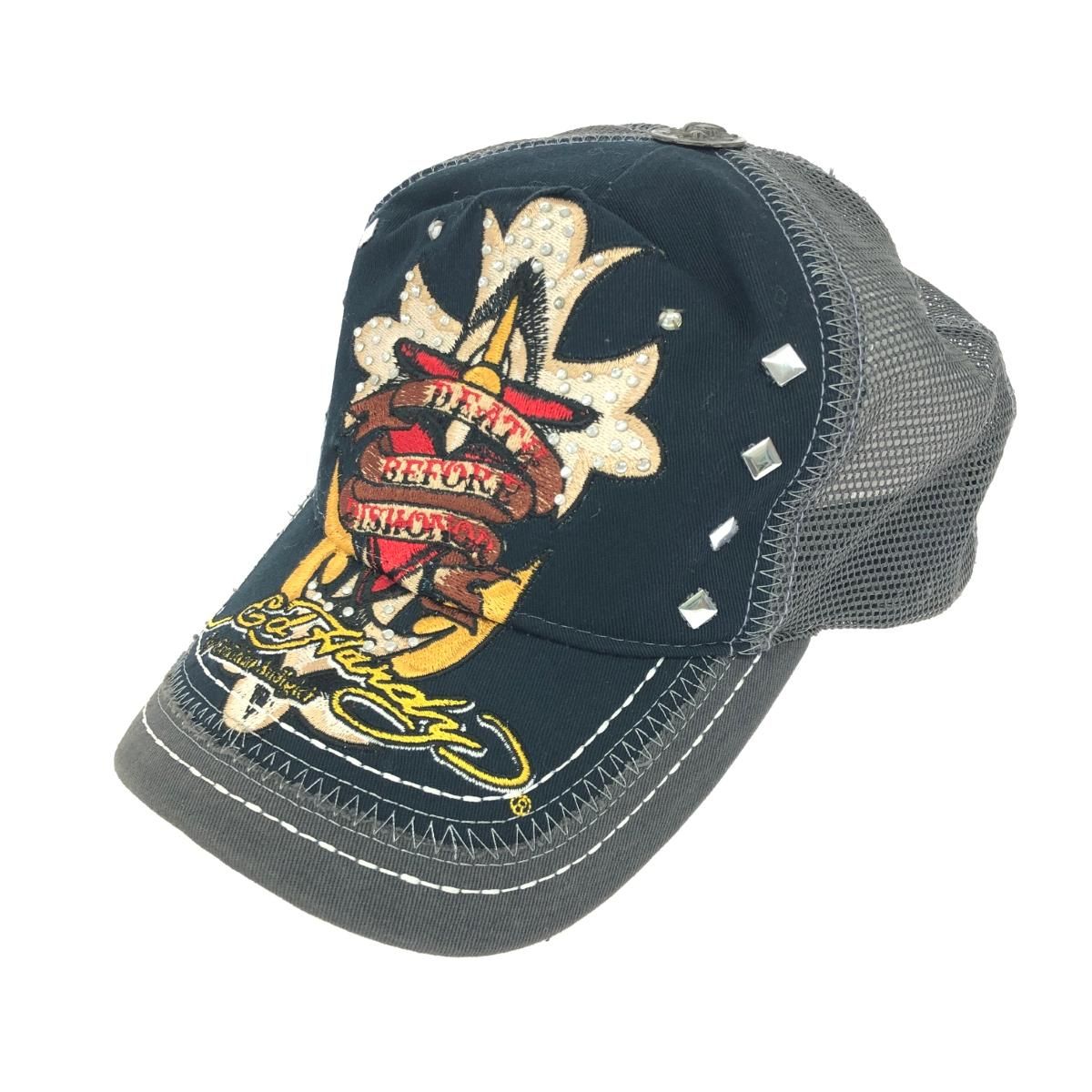 Ed Hardy エドハーディー キャップ ラインストーン/刺繍 コットン