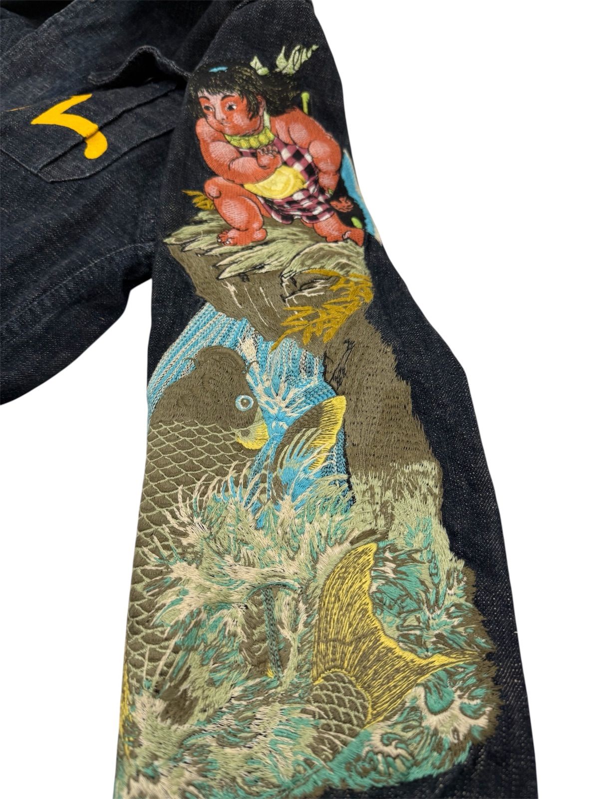 YAMANE ヤマネ 刺繍入りデニムジャケット EVISUペイント メンズ 40