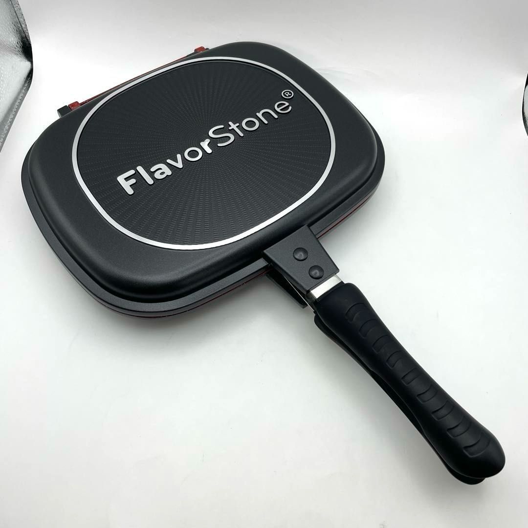 未使用】フレーバーストーン双子パン 赤レッド 両面フライパン Flavor