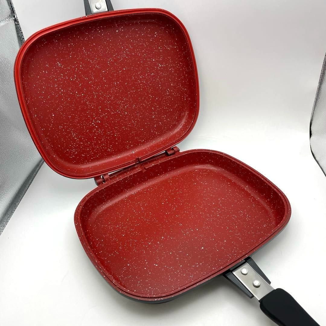 未使用】フレーバーストーン双子パン 赤レッド 両面フライパン Flavor