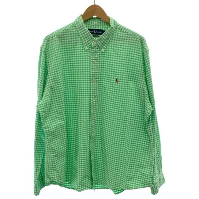 RALPH LAUREN　チェックシャツ　長袖　トップス　ボタンダウン　ワンポイント　スモールポニー　刺しゅう　オーバーサイズ　古着　/1596
