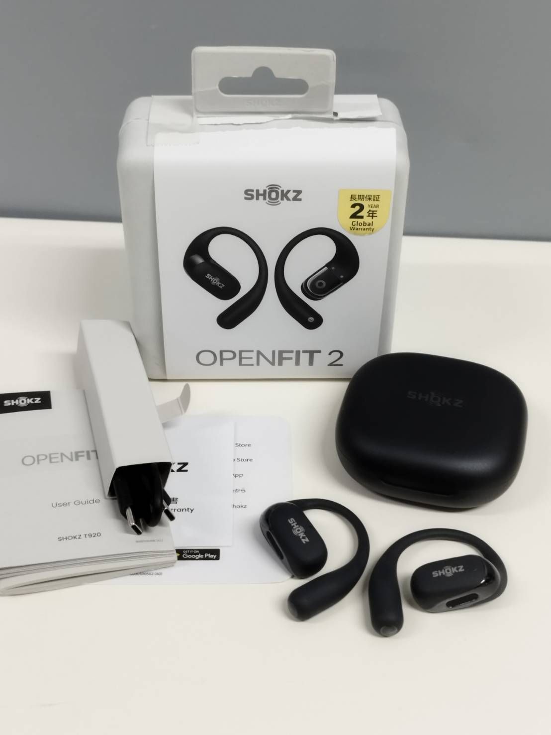 美品】SHOKZ OpenFit 2/T920/オープンイヤー型ワイヤレスイヤホン 