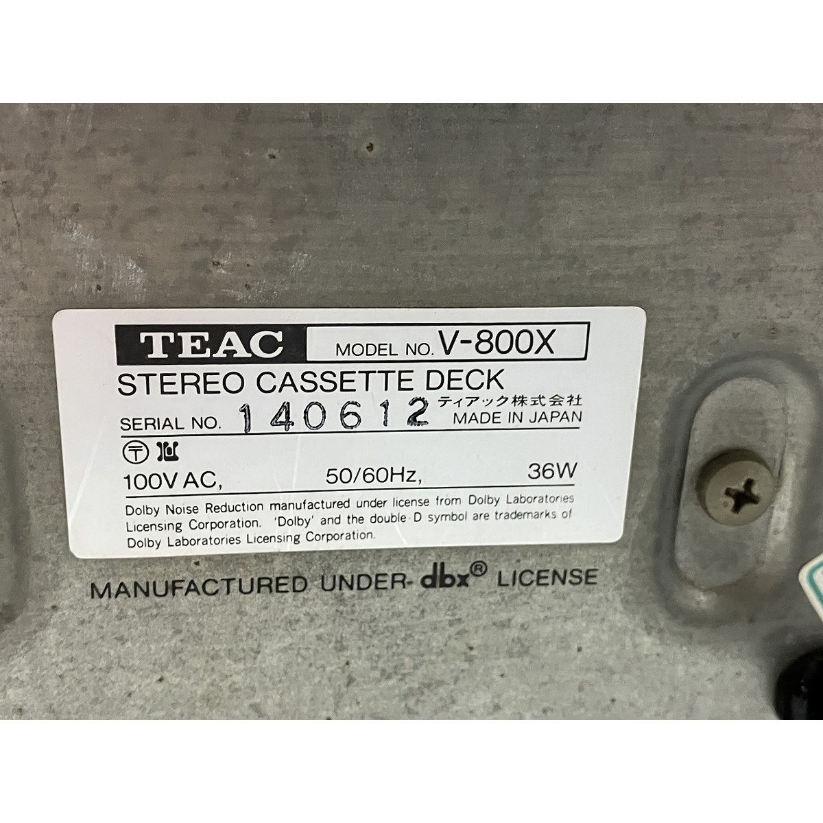 TEAC V-800X ティアック 3ヘッド カセットデッキ 音響機材 オーディオ