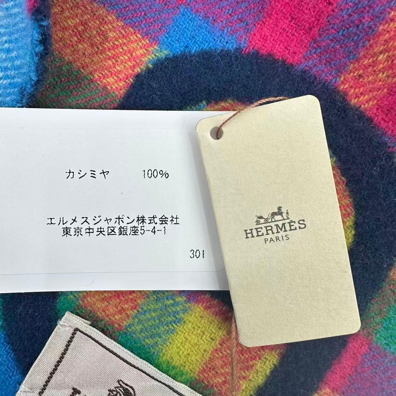 未使用品 HERMES エルメス マフラー ストール マルチカラー カシミヤ