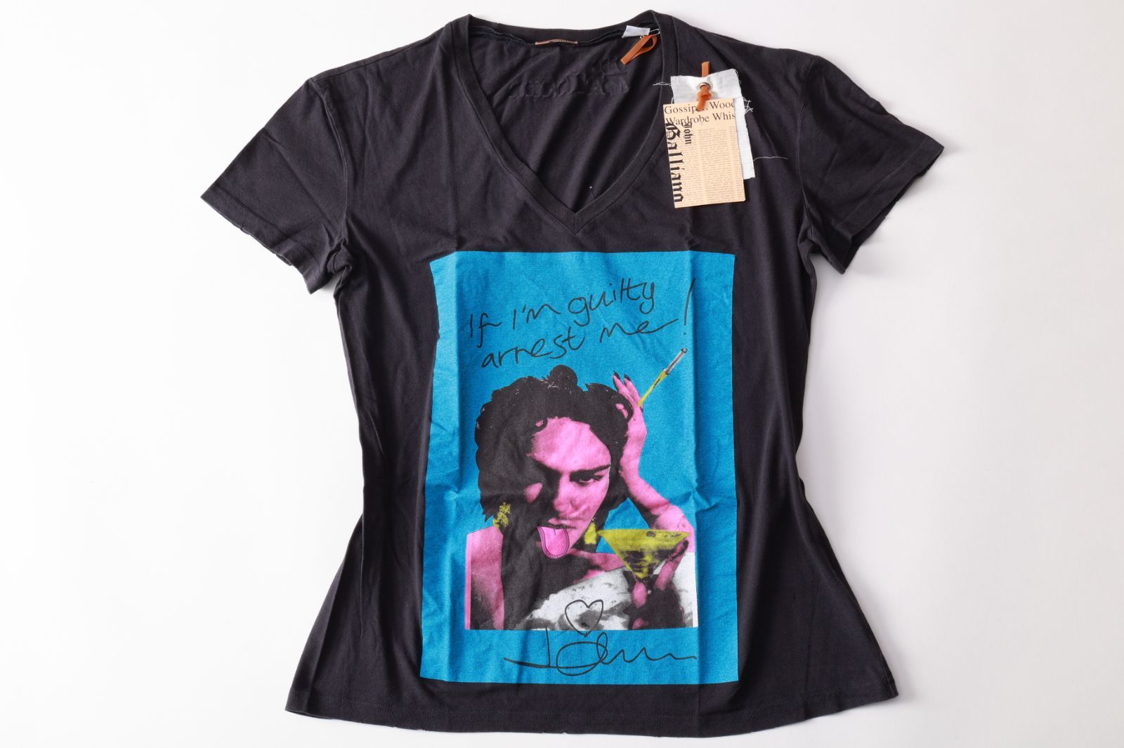 名作☆新品未使用 galliano ジョンガリアーノ VネックプリントTシャツ