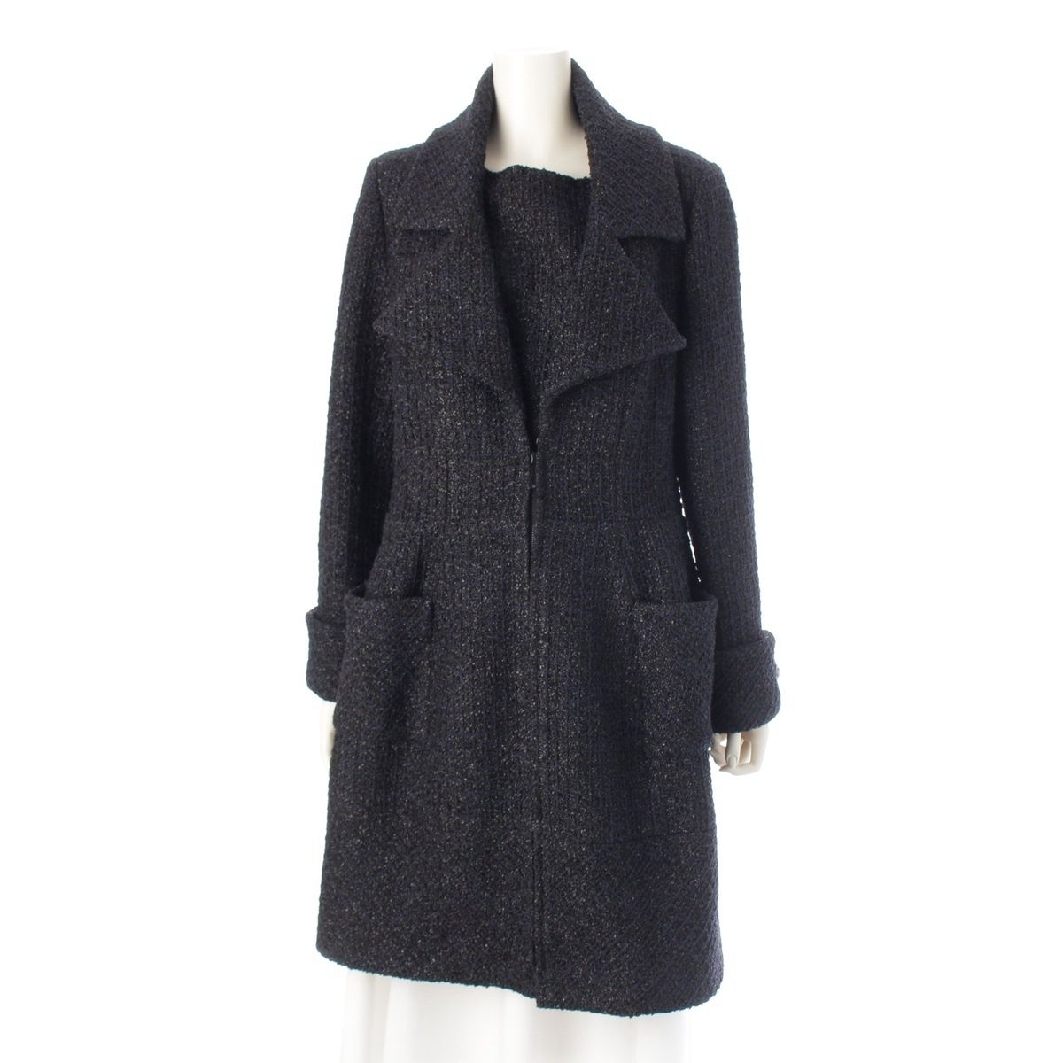 シャネル ナイロン コットン混 ココボタン チェック ジップアップ