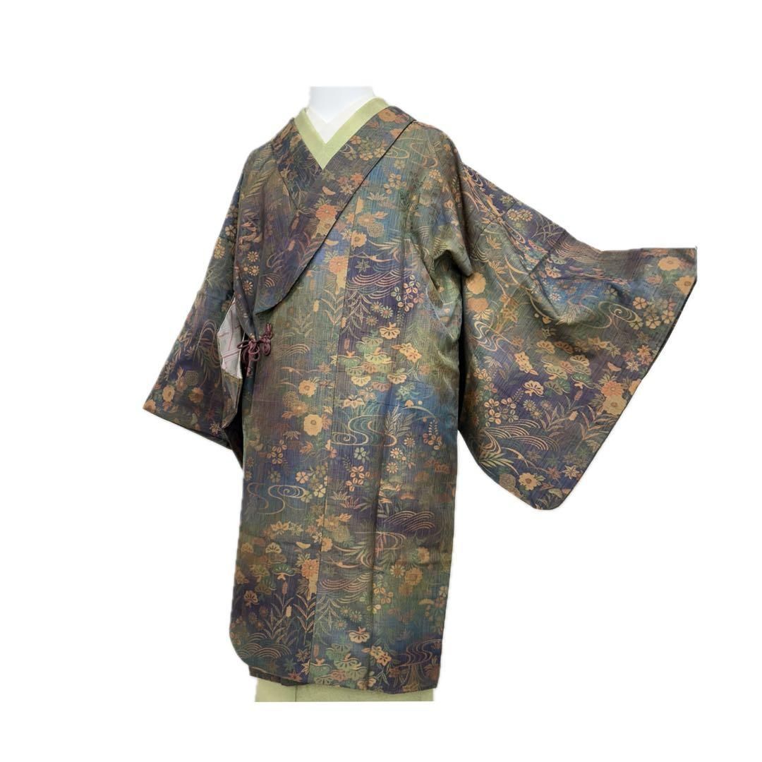 着物と帯 時流】コ2691s◇正絹 道行コート◇能衣装 紋織り 襟付き 美品 