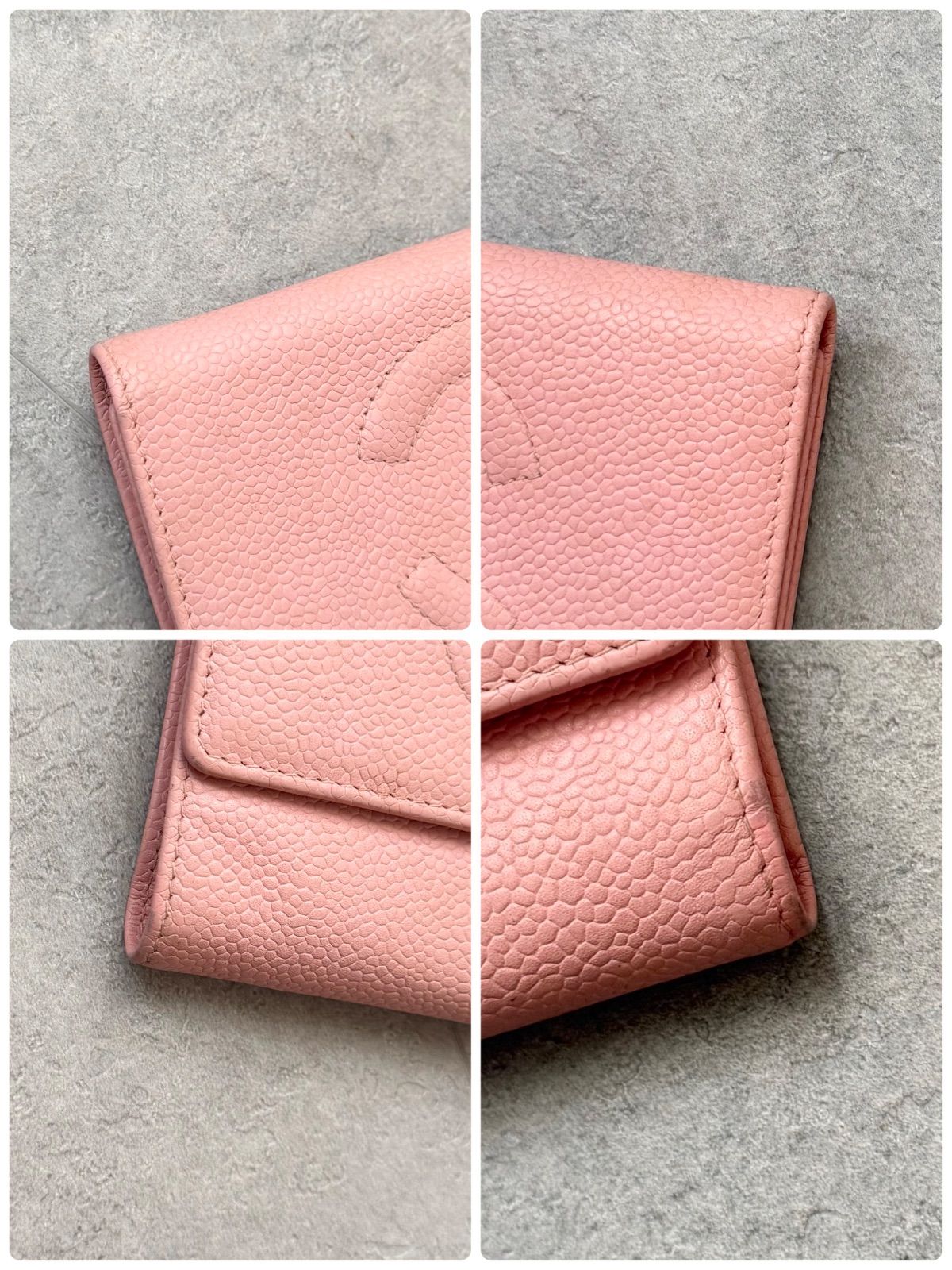 CHANEL シャネル ココマーク キャビアスキン 三つ折り財布 レザー