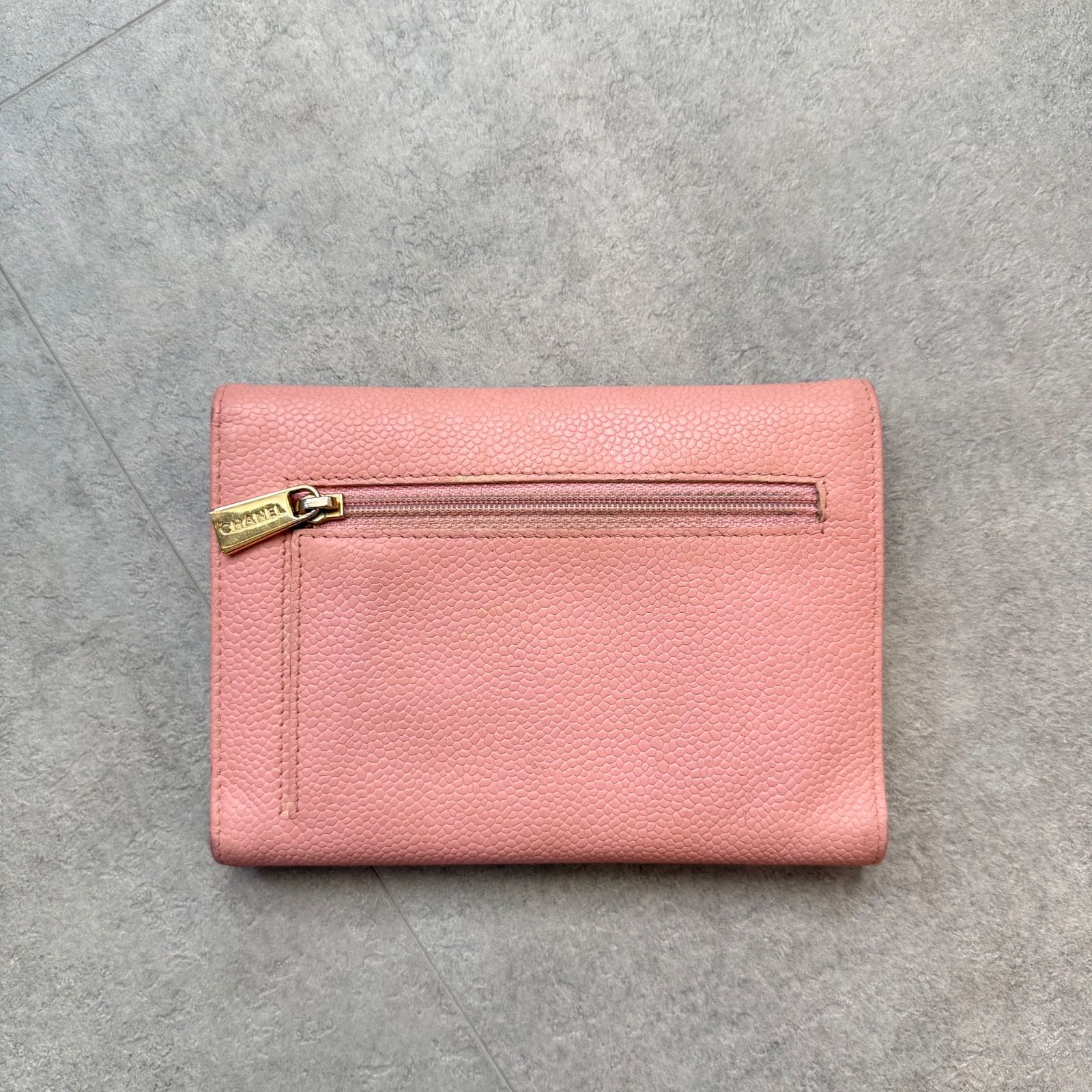 CHANEL シャネル ココマーク キャビアスキン 三つ折り財布 レザー