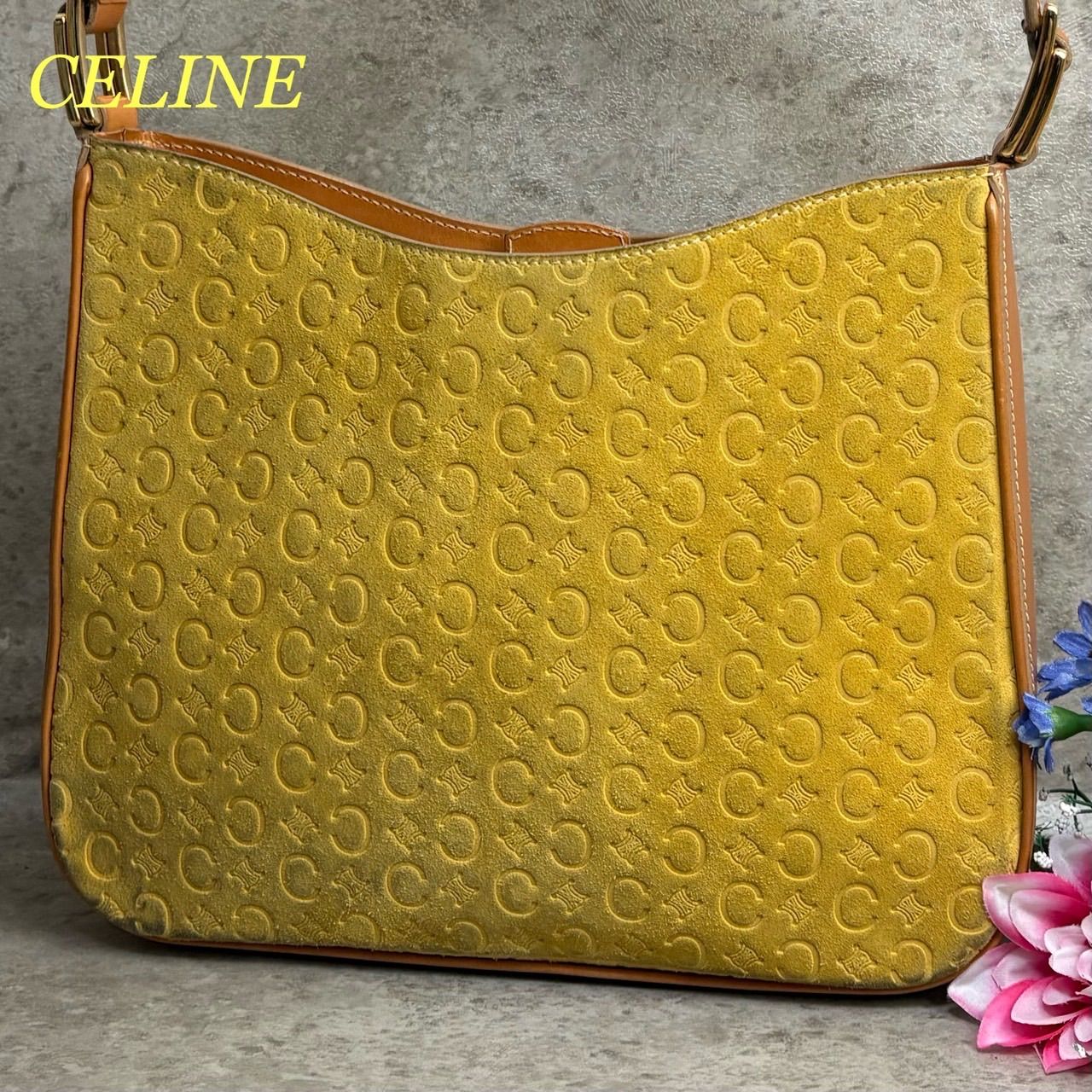 CELINE Cマカダム サルキー 型押し スエード 本革 トートバッグ 金具