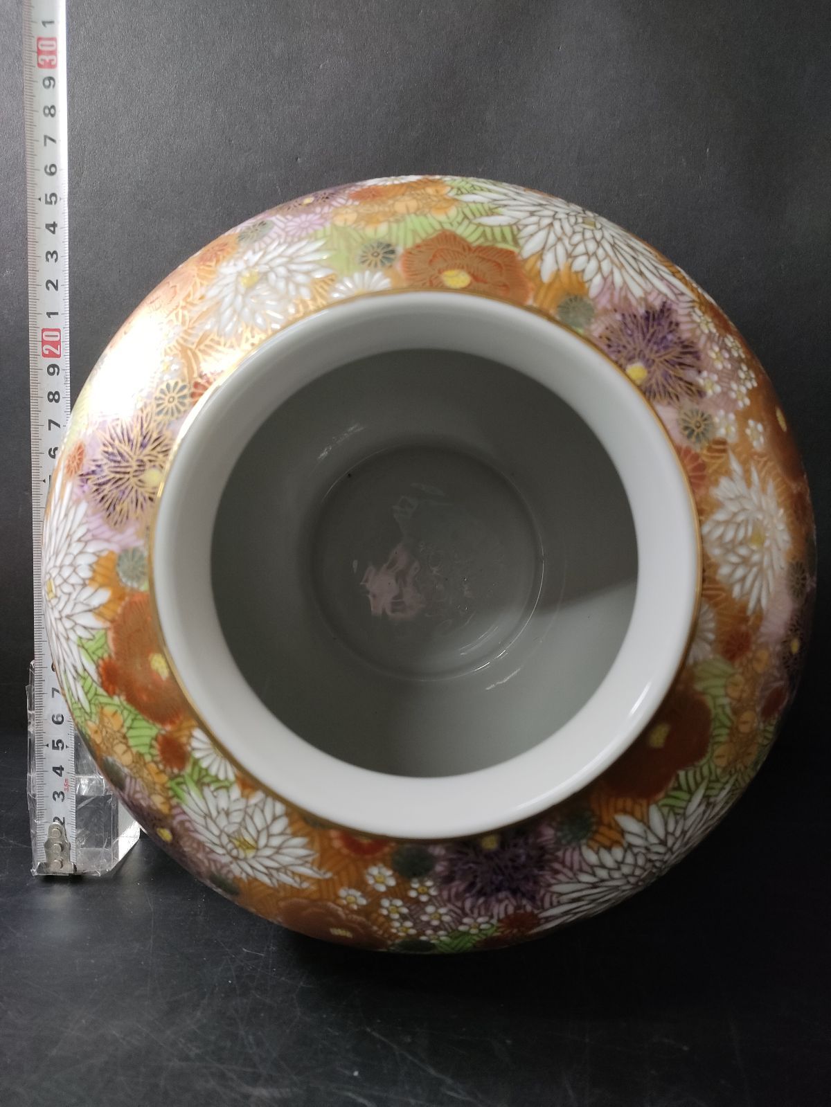 F10-10/九谷焼/九谷星昭 造/色絵金彩花詰画花瓶/約H25cm☓Φ25cm/骨董