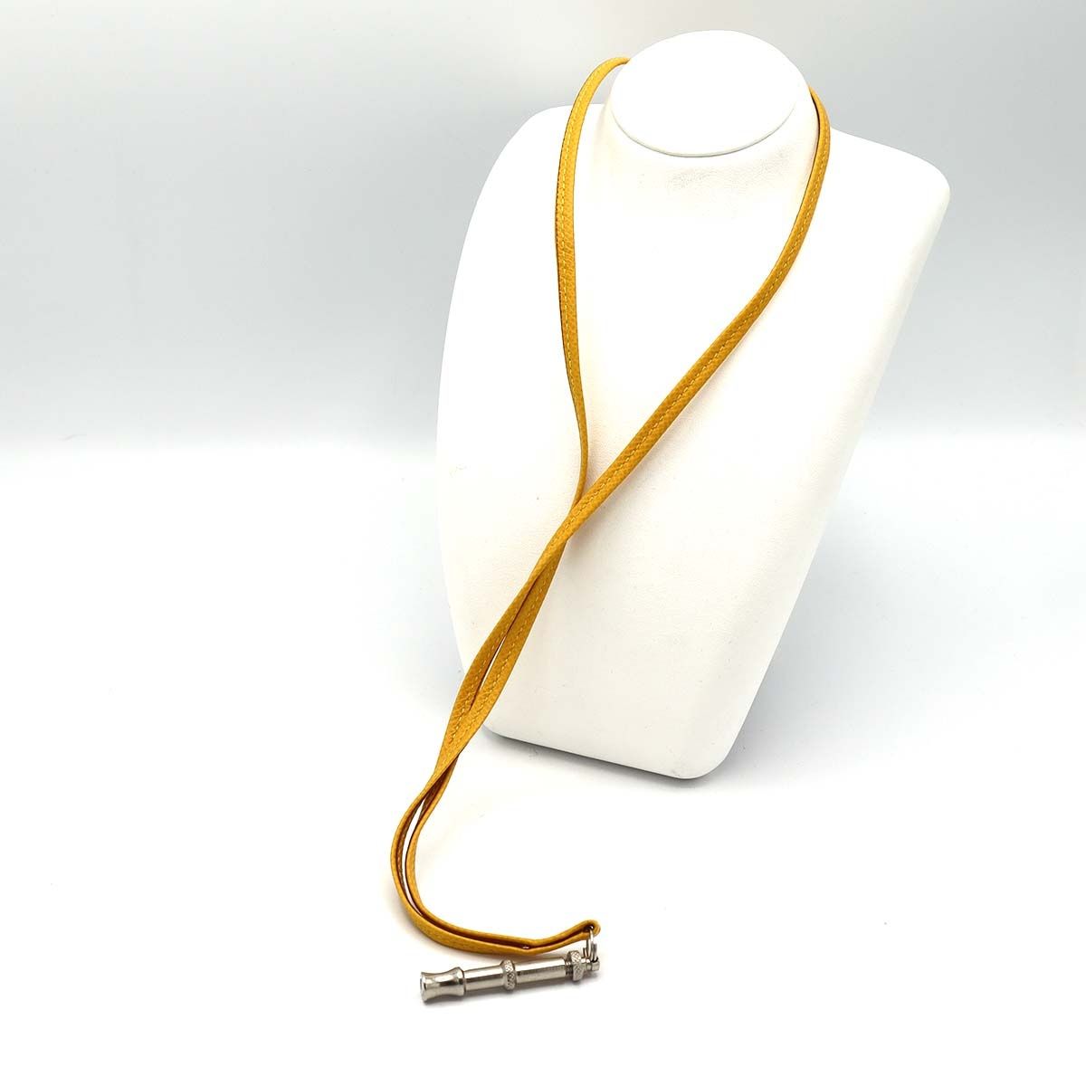 HERMES エルメス ホイッスル ネックレス レザー ストラップ イエロー 