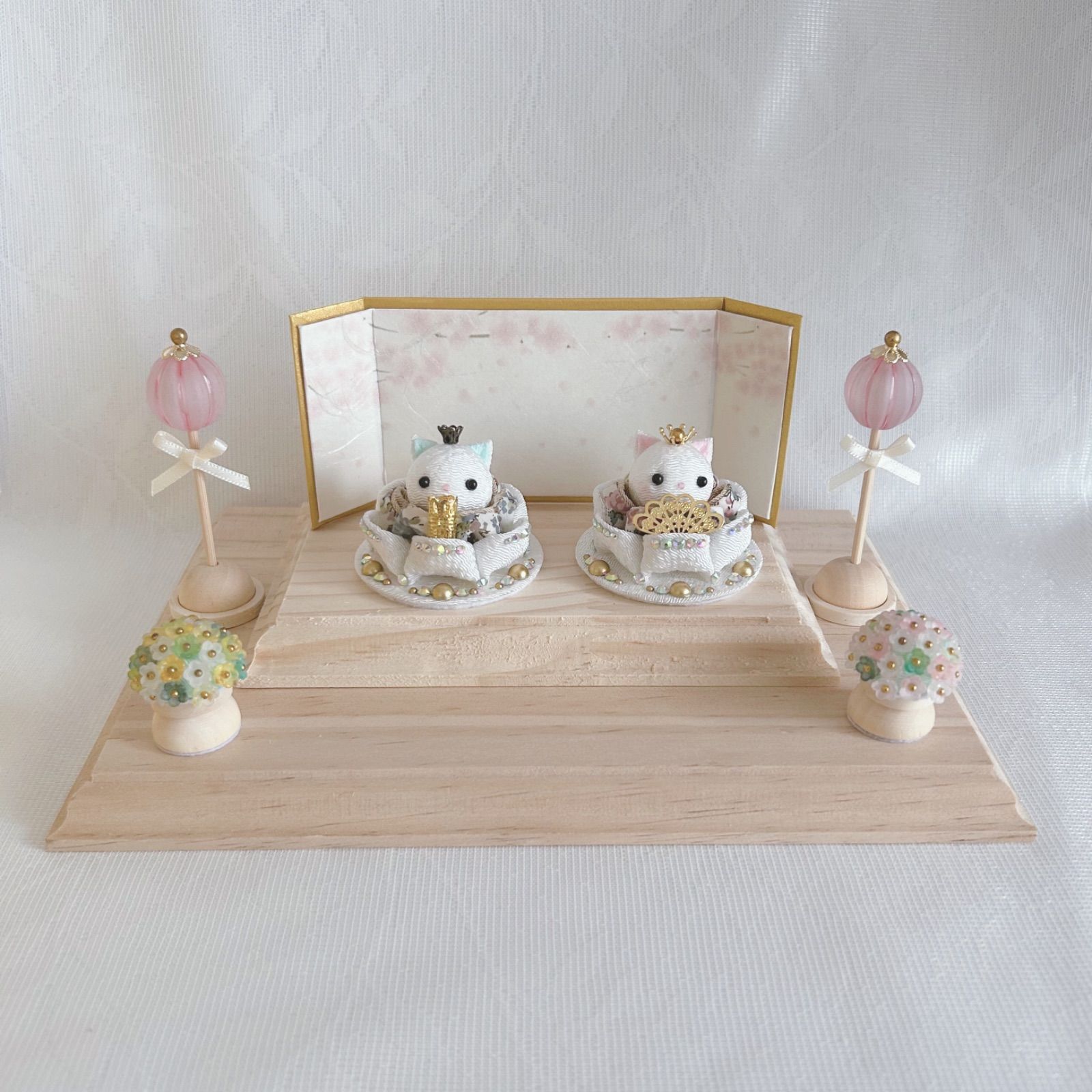 雛人形 お雛様 ハンドメイド リバティ つまみ細工 おしゃれ くま ねこ