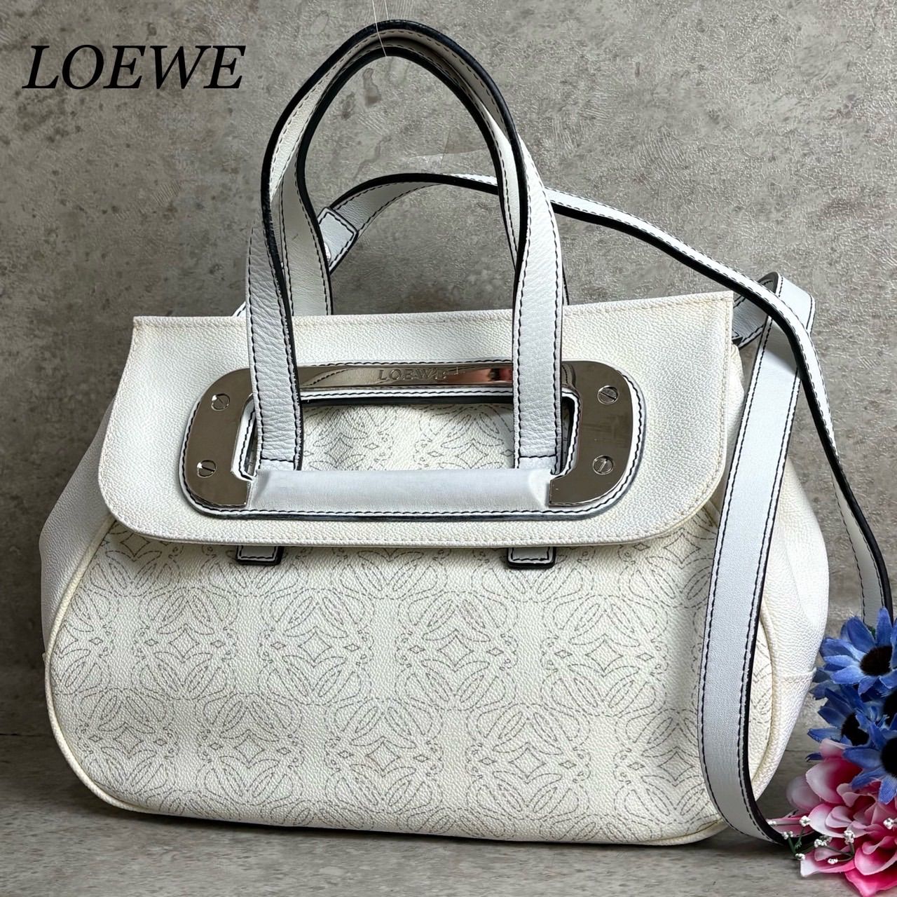 極美品 LOEWE ロエベ リピートアナグラム トートバッグ ハンドバッグ 