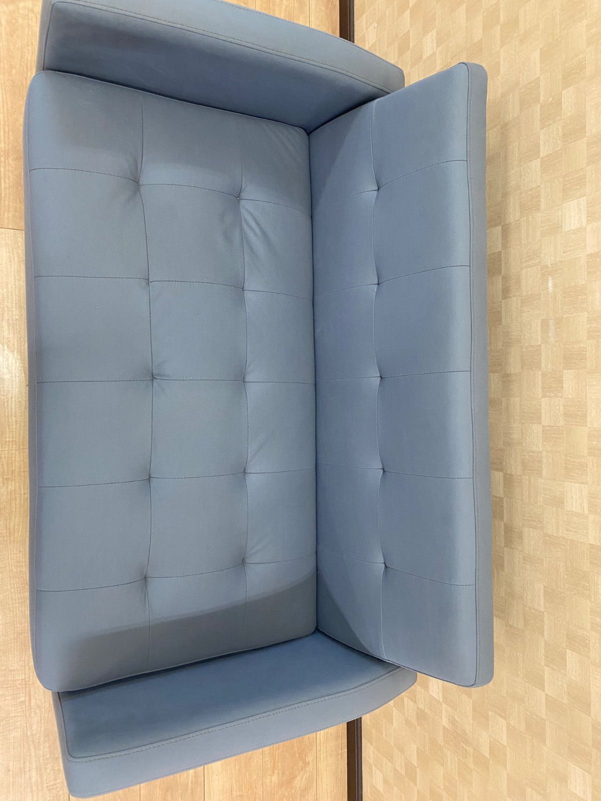 ◆中古◆格安◆美品◆布張り◆２人掛けソファ◆くすみブルー◆コンパクトサイズ◆一人暮らし◆ ≪タナカK様お引取り≫◇中古◇格安◇美品◇布張り◇二人掛けソファ
