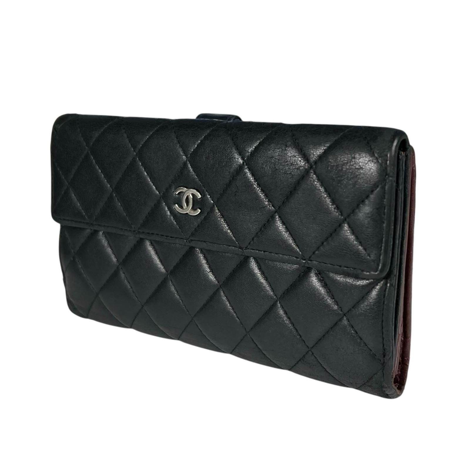 CHANEL シャネル マトラッセ 長財布 レザー ブラック レディース【中古 