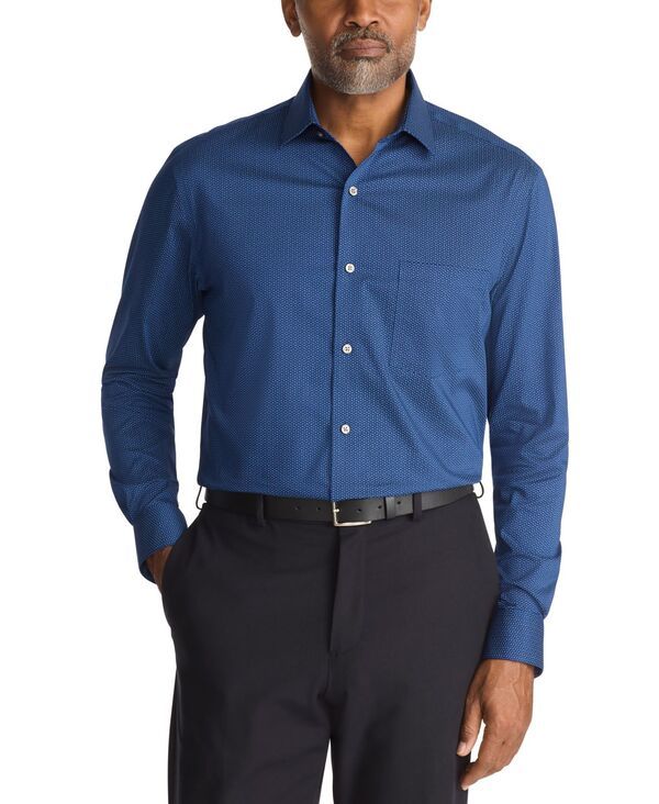ヴァンハウセン メンズ トップス シャツ レギュラーフィット Van Heusen Mens Regular Fit Spread Collar Dress Shirt Navy ネイビー