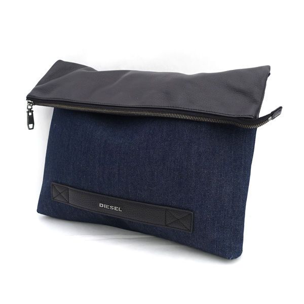 DISEL ディーゼル レザー＆デニム クラッチバッグ 美品 DIESEL デニム