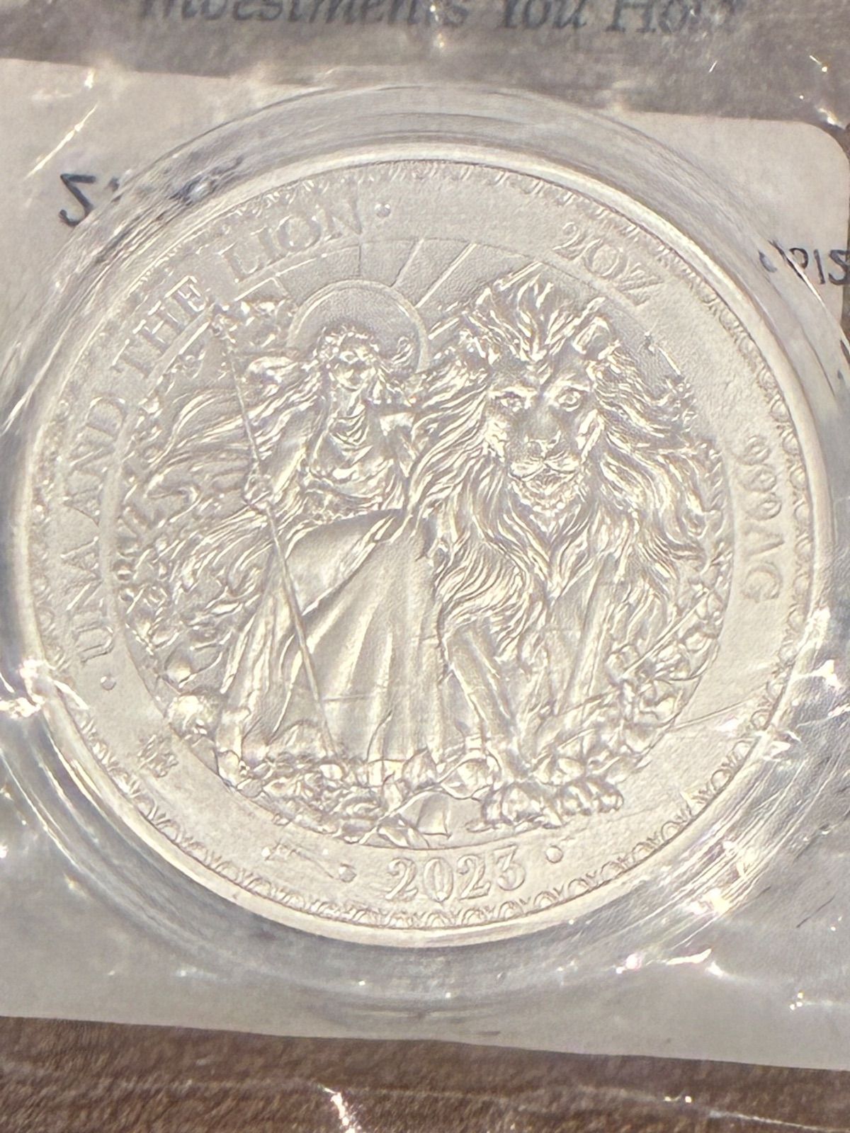 2オンス大型銀貨 世界1000枚 2023年 ウナとライオン イギリス領セント