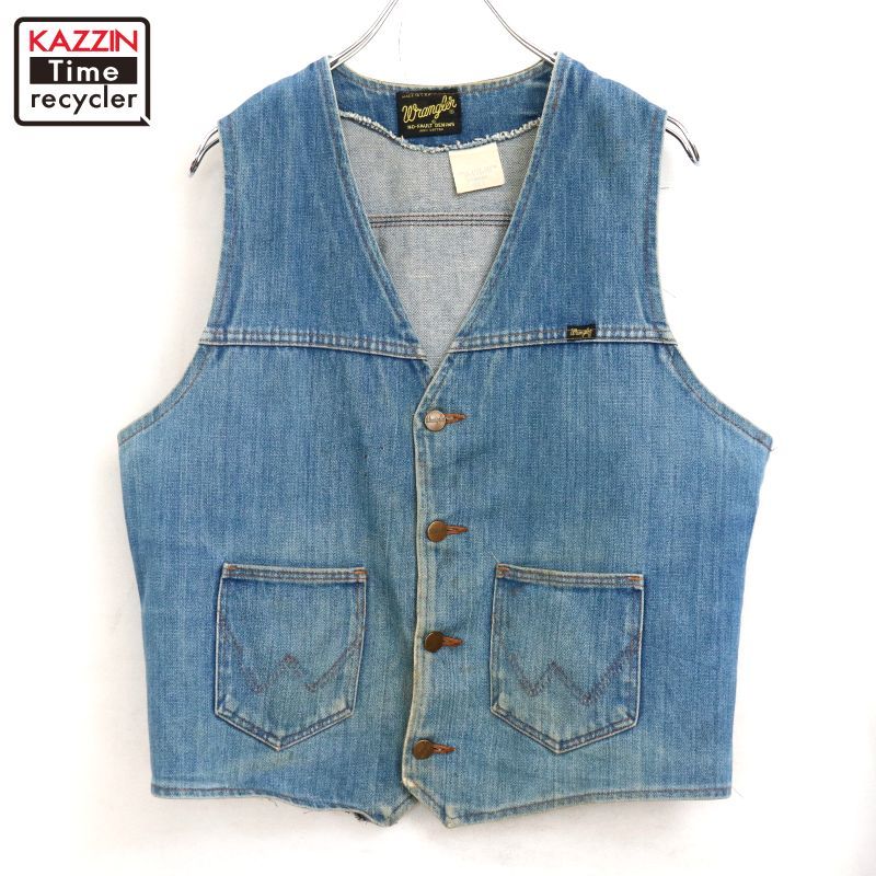 70s USA製 vintage Wrangler デニムベスト メンズ 表記Lサイズ - メルカリ