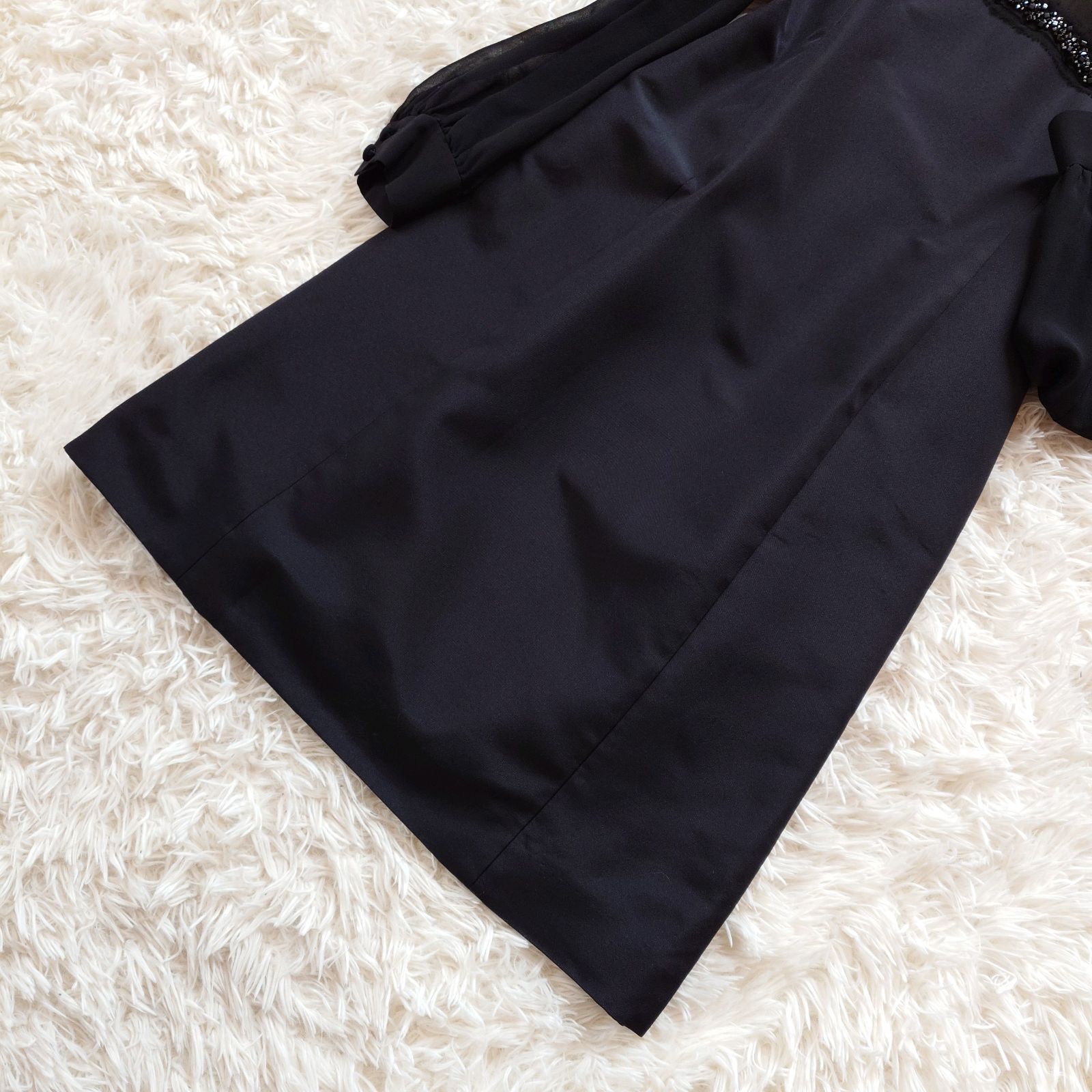美品 フォクシー FOXEY ビジュー ワンピース ドレス オーガンジー