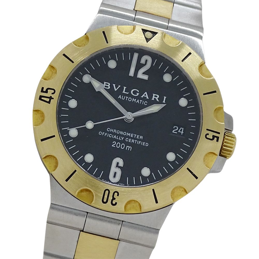 ブルガリ BVLGARI 時計 メンズ ブランド ディアゴノ スクーバ デイト 自動巻き AT ステンレス SS ゴールド YG SD38SG コンビ 磨き済み