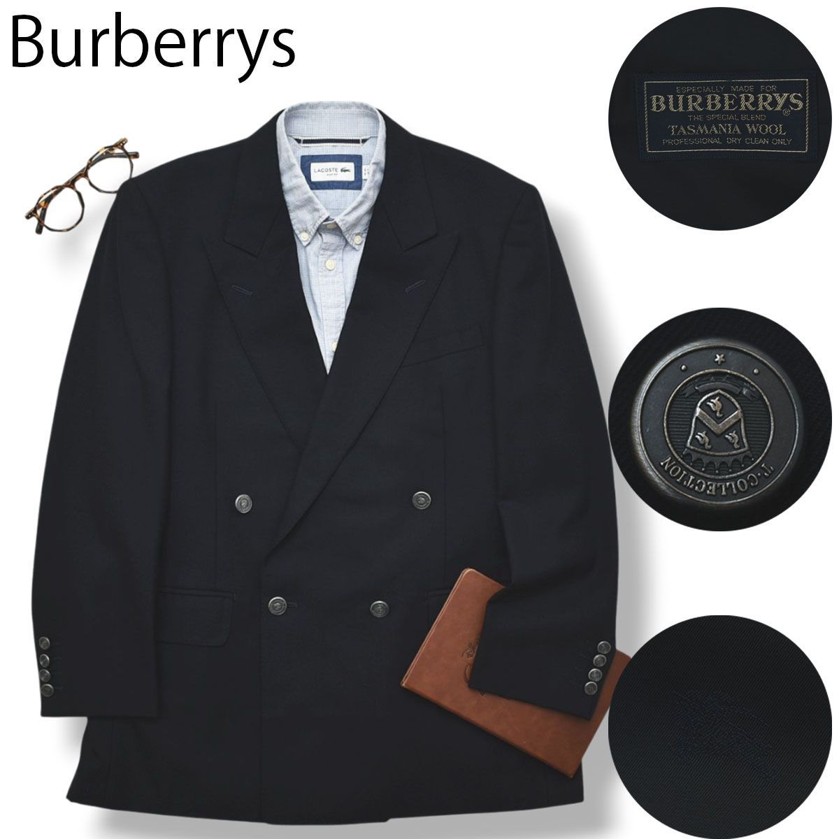 紺ブレ】 90sヴィンテージ バーバリー Burberrys ダブル 4B テーラード