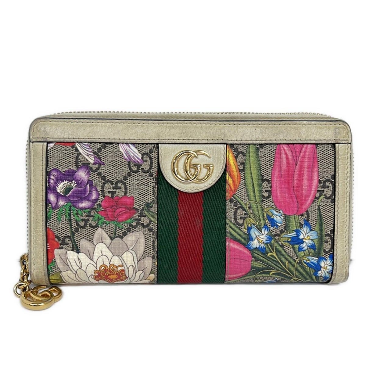 GUCCI(グッチ) 長財布 オフィディア 523154 ベージュ×ダークブラウン 