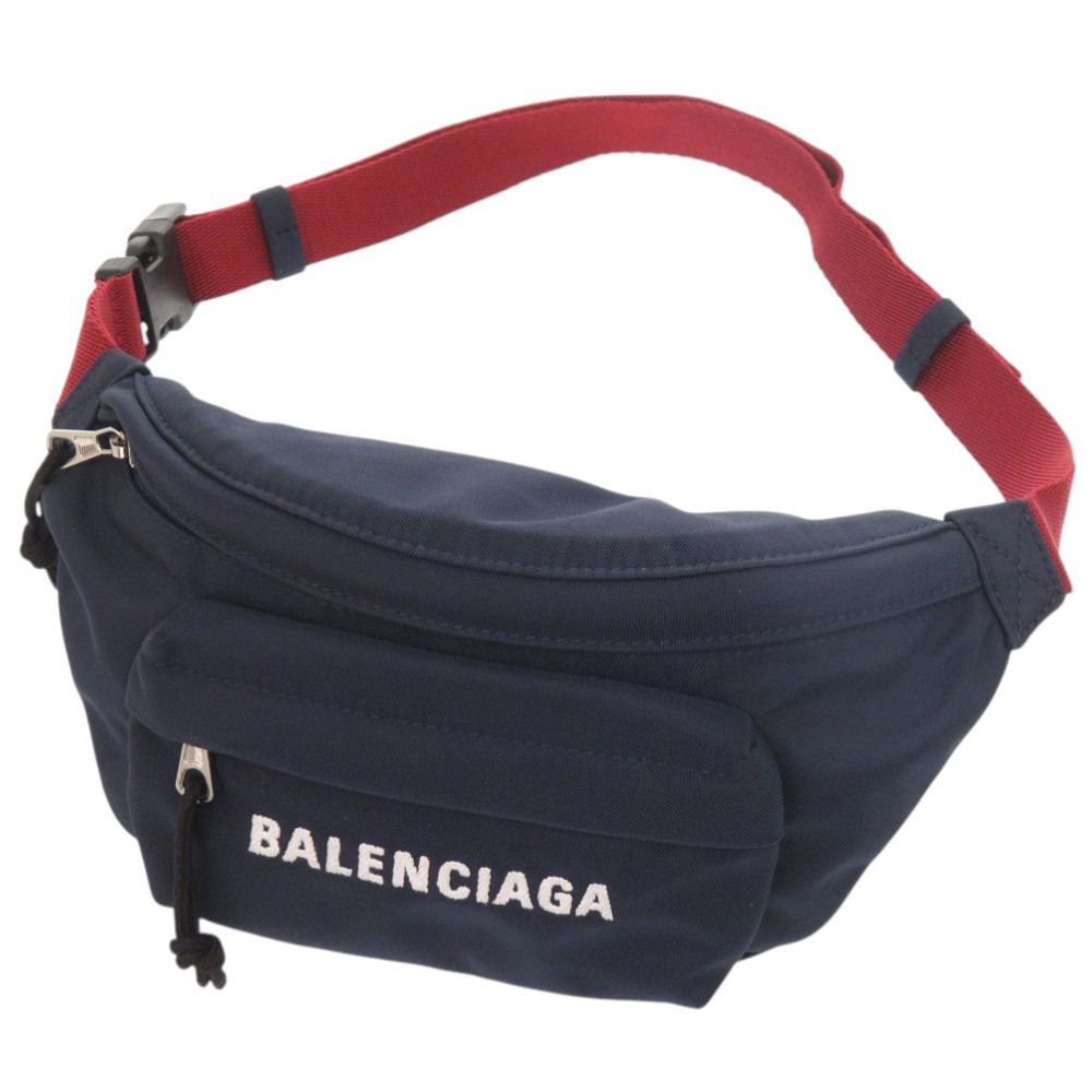 美品 バレンシアガ WHEEL 569978 ナイロン ネイビー ウエストバッグ 0439 BALENCIAGA