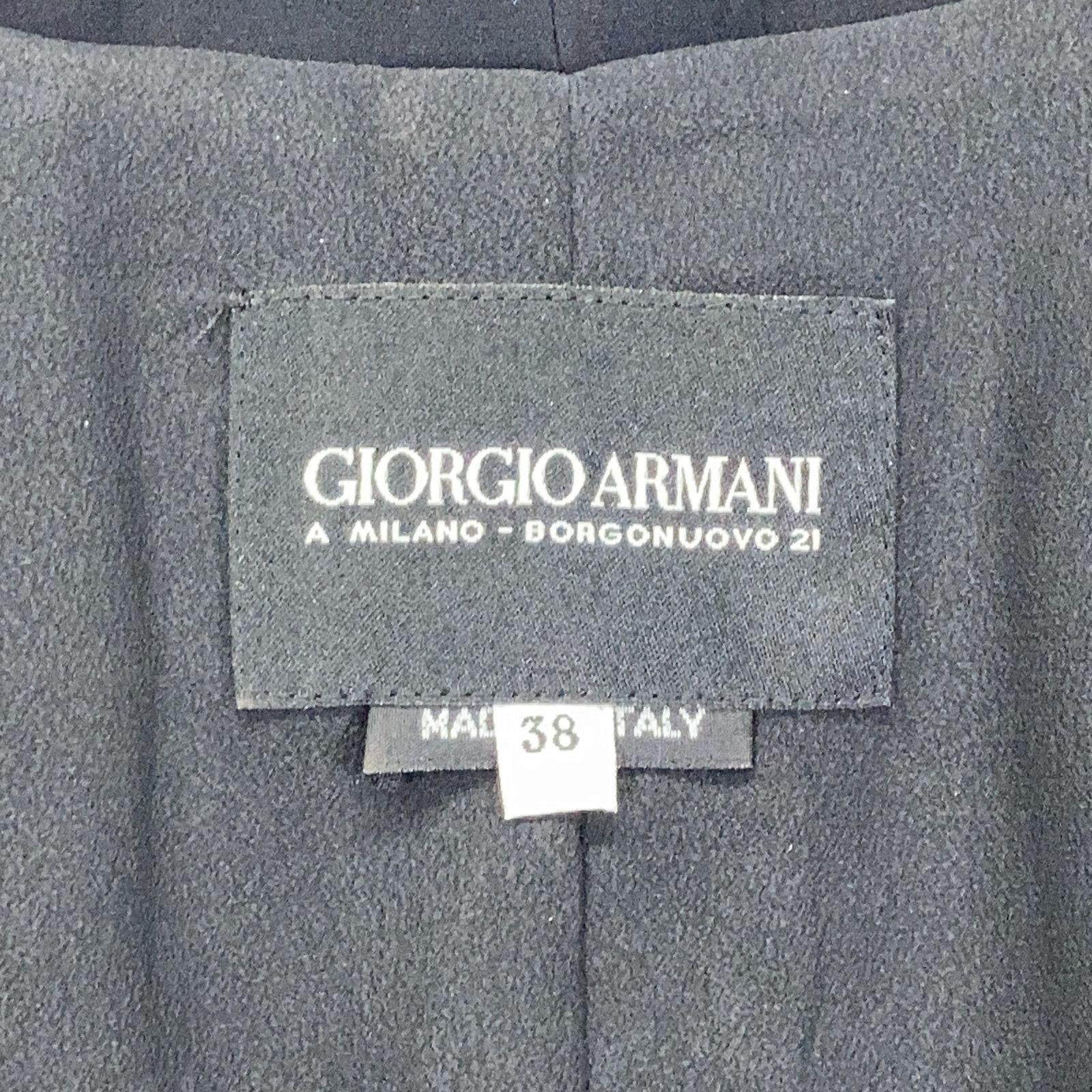 GIORGIO ARMANI ジョルジオアルマーニ ﾌﾞﾗｯｸ ｽﾊﾟﾝｺｰﾙ ｼﾙｸ ｼﾞｬｹｯﾄ 36